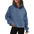 Cropped Half-Zip Fleece Hoodie – Fall Fashion Quarter-Zip Pullover