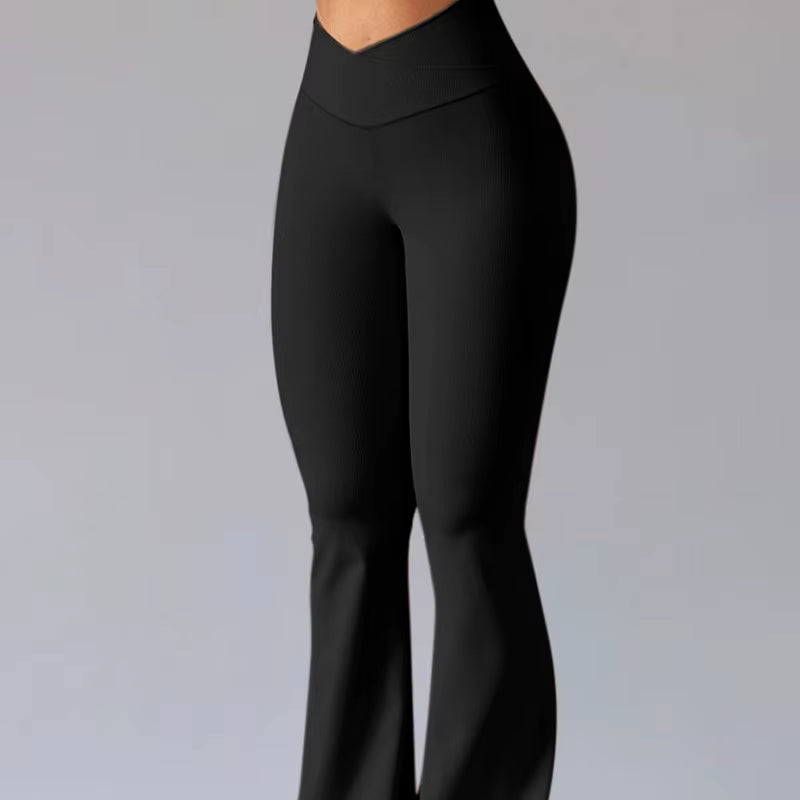 High-Waist Flare Yoga Pants – Slim Fit Split-Hem Office Leggings