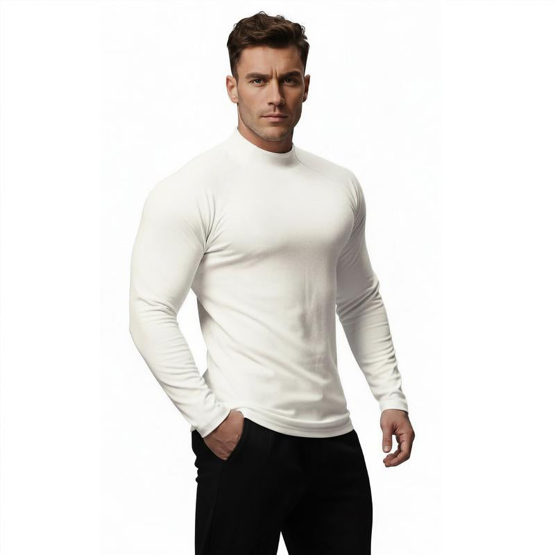 Nadsir Thermal Mock-Neck Base Layer – High-Elasticity Winter Training Shirt