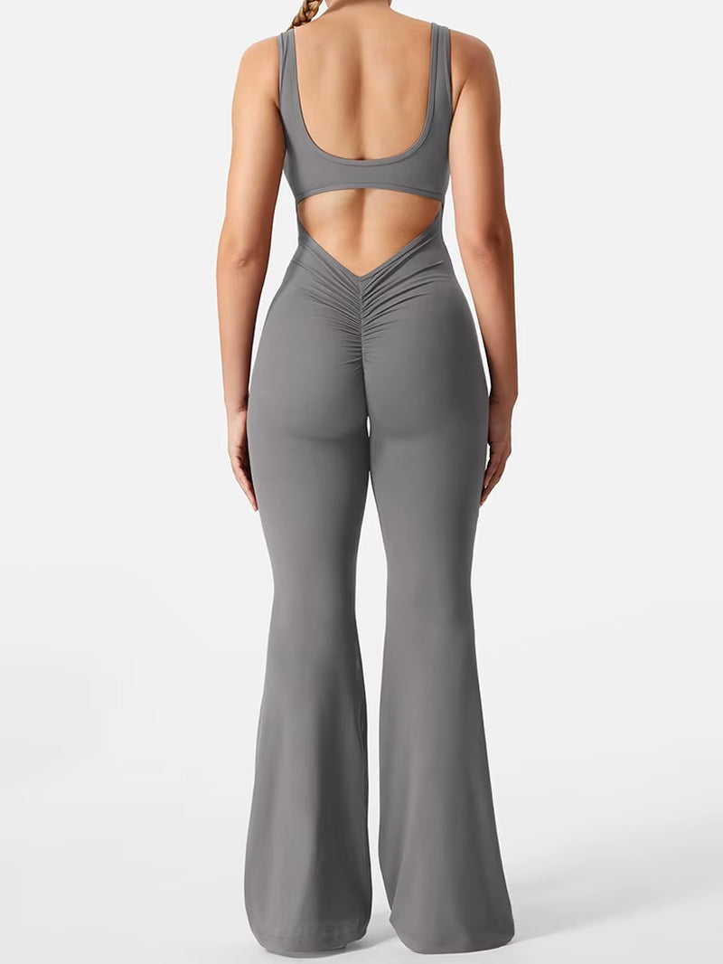 Elite Backless Yoga Bodysuit – Sculpting Slim-Fit Sports Romper