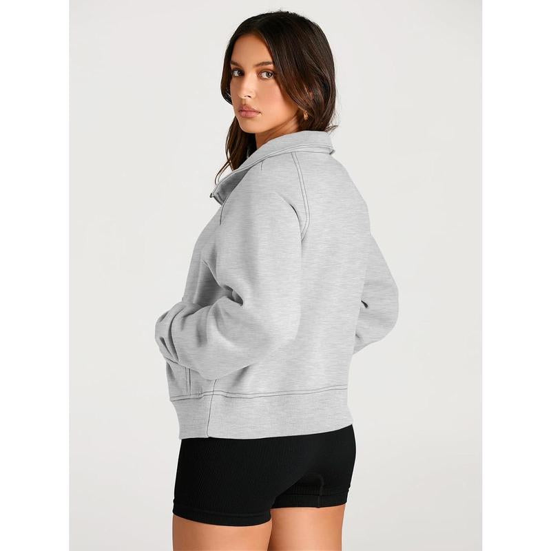 Cropped Half-Zip Fleece Hoodie – Fall Fashion Quarter-Zip Pullover