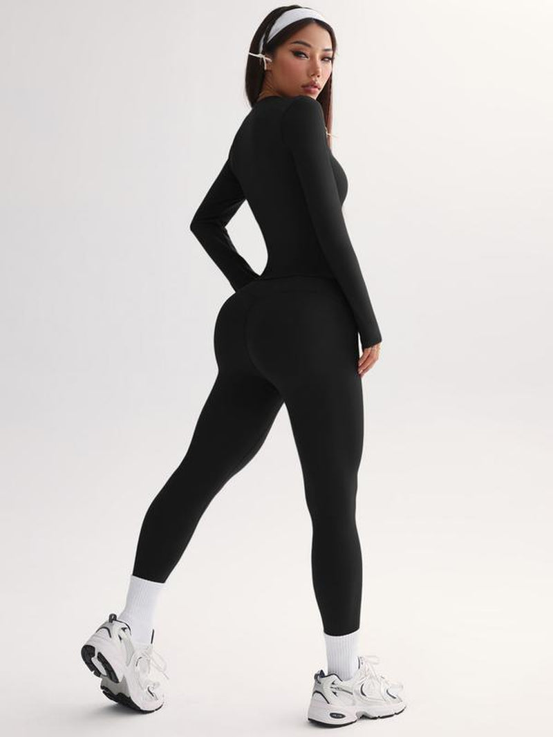 Classic Crew Neck & Skinny Legging Set – Two-Piece Sculpting Yoga Suit