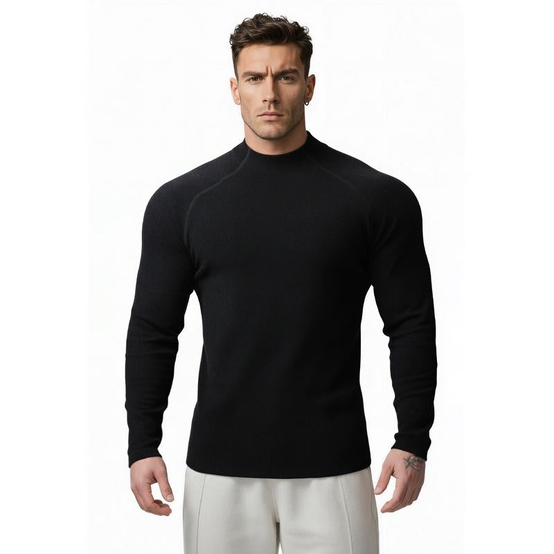 Nadsir Thermal Mock-Neck Base Layer – High-Elasticity Winter Training Shirt