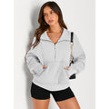 Cropped Half-Zip Fleece Hoodie – Fall Fashion Quarter-Zip Pullover