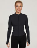 Womens Gym Tops Long Sleeve Sports T-Shirt Fitness Workout Yoga Crop Tops Ladies Running Tee Shirts Half Zip Breathable Activewear with Thumb Holes