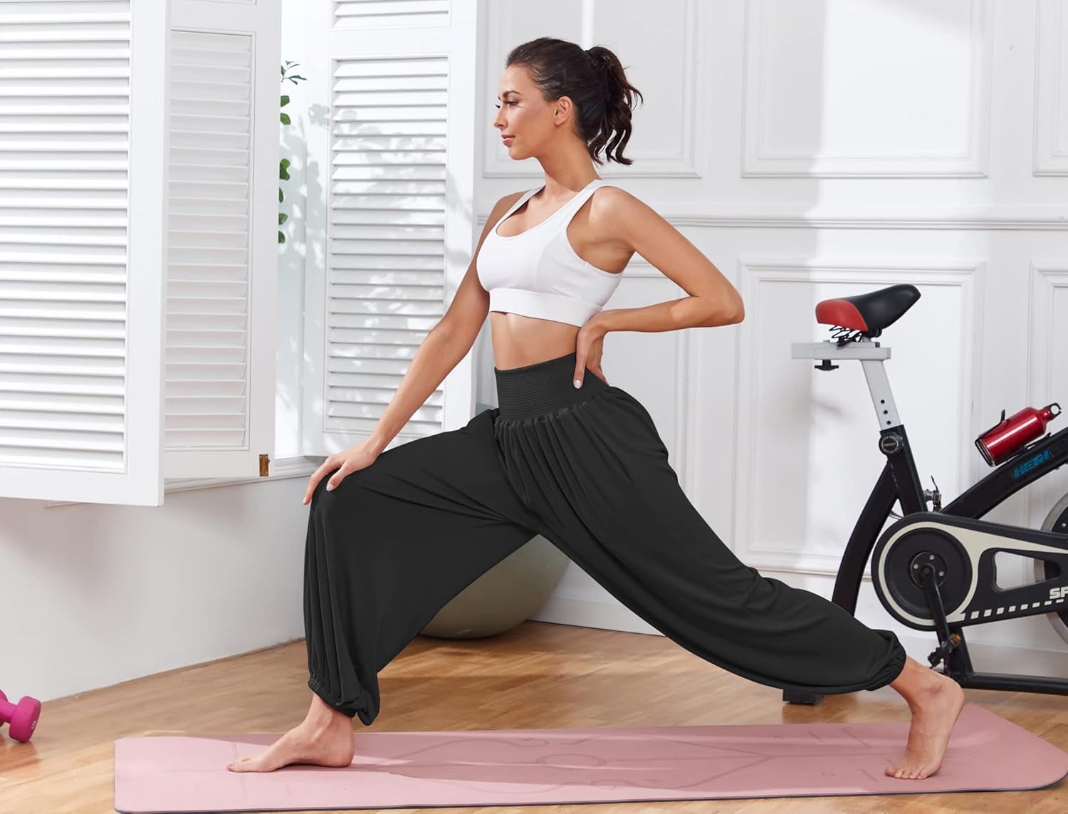 Harem Pants for Women UK High Waist Yoga Pants Workout Stretch Lounge Trousers S-XXL