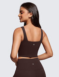 Women'S Butterluxe Square Neck Sports Bra Padded Wireless Crop Top Gym Workout Tank Tops Camisole with Built in Bra