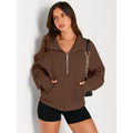 Cropped Half-Zip Fleece Hoodie – Fall Fashion Quarter-Zip Pullover