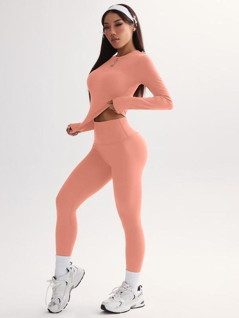 Classic Crew Neck & Skinny Legging Set – Two-Piece Sculpting Yoga Suit