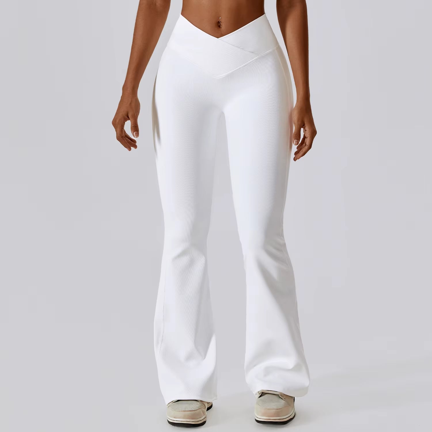 High-Waist Flare Yoga Pants – Slim Fit Split-Hem Office Leggings