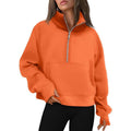 Cropped Half-Zip Fleece Hoodie – Fall Fashion Quarter-Zip Pullover