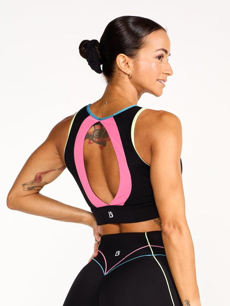Airbrush Maraschino Bra – Black Multi Sculpting Sports Top