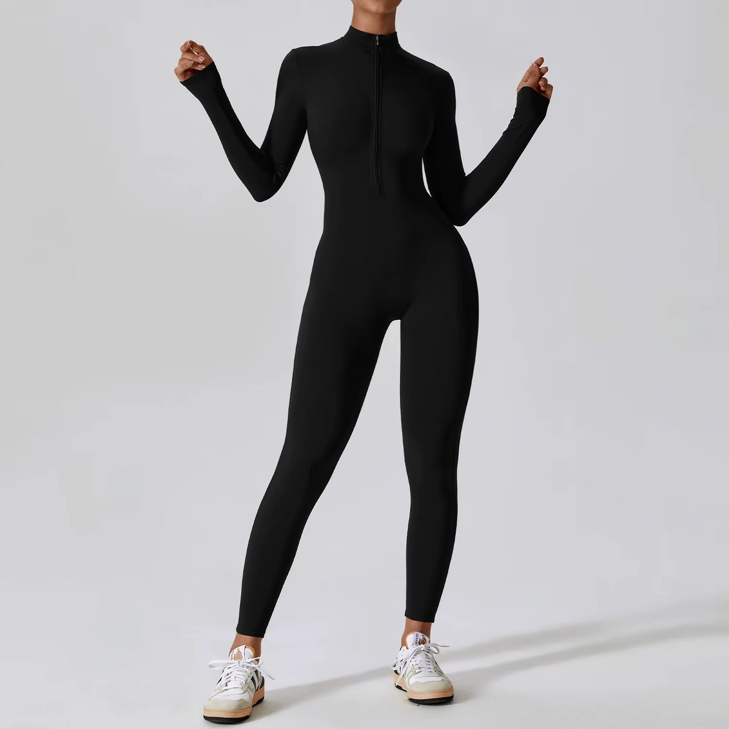 Pro-Fit Zippered Yoga Jumpsuit – One-Piece Sculpting Gym Set