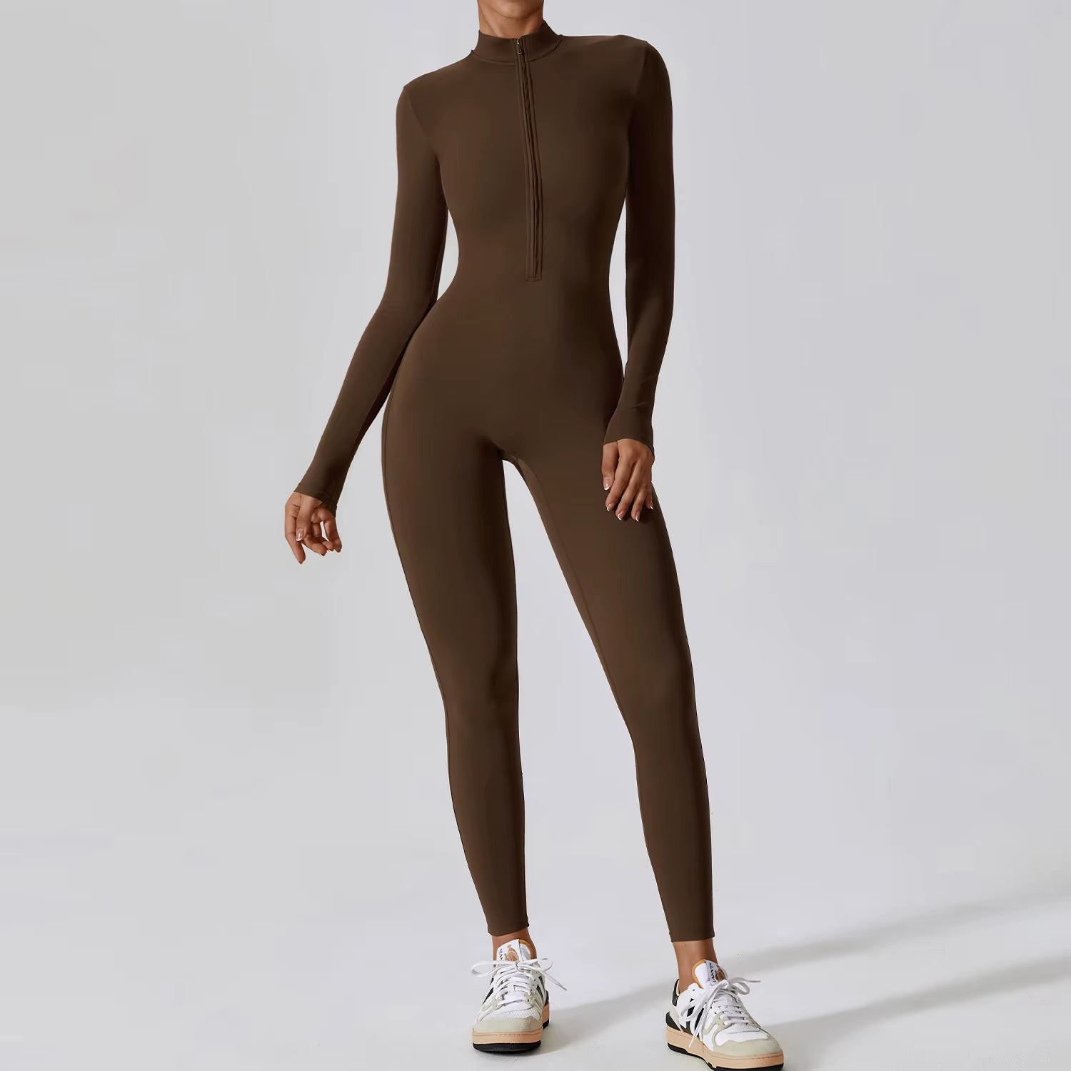 Pro-Fit Zippered Yoga Jumpsuit – One-Piece Sculpting Gym Set