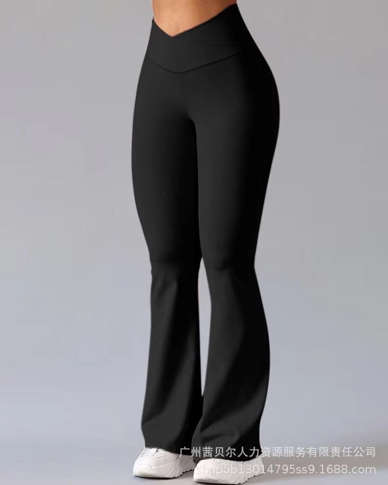 High-Waist Flare Yoga Pants – Slim Fit Split-Hem Office Leggings
