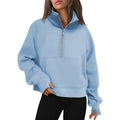Cropped Half-Zip Fleece Hoodie – Fall Fashion Quarter-Zip Pullover