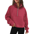 Cropped Half-Zip Fleece Hoodie – Fall Fashion Quarter-Zip Pullover