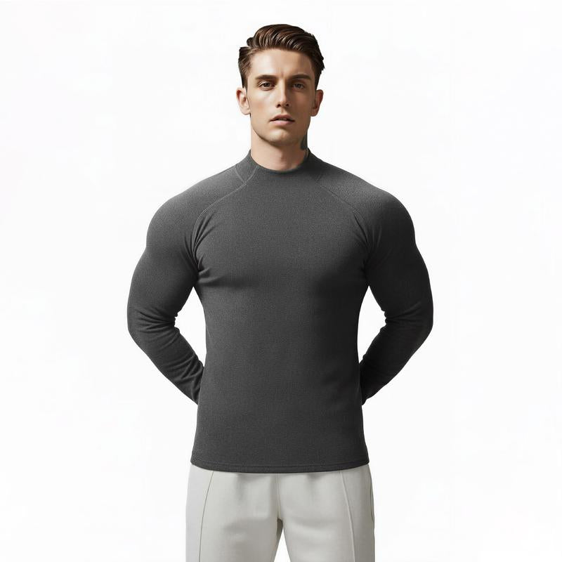Nadsir Thermal Mock-Neck Base Layer – High-Elasticity Winter Training Shirt