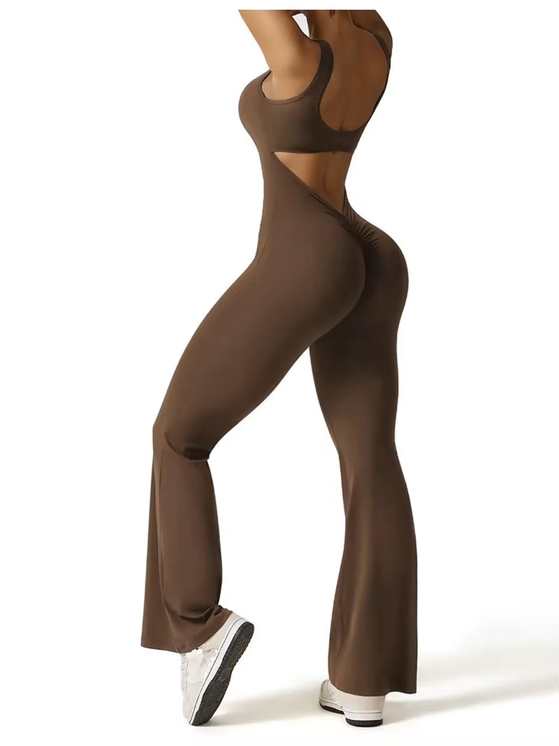 Elite Backless Yoga Bodysuit – Sculpting Slim-Fit Sports Romper