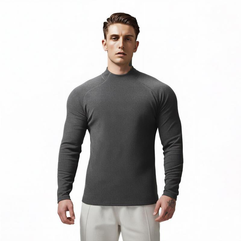 Nadsir Thermal Mock-Neck Base Layer – High-Elasticity Winter Training Shirt