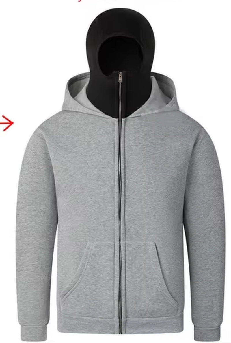 Y2K Gothic Balaclava Hoodie – Double-Hooded Cyber-Tech Mask Sweatshirt
