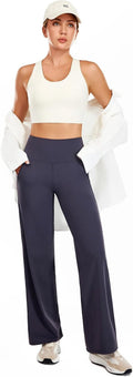 Yoga Pants Straight Wide Leg Trousers for Women - High Waist Stretch Tummy Control Pants Yoga Trousers 29''/31'' Suitable for Gym, Casual, Jogging, Yoga