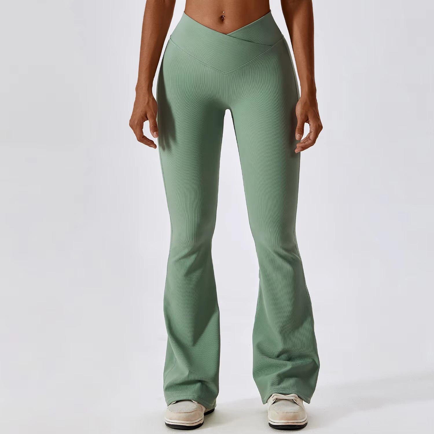 High-Waist Flare Yoga Pants – Slim Fit Split-Hem Office Leggings