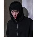 Y2K Gothic Balaclava Hoodie – Double-Hooded Cyber-Tech Mask Sweatshirt