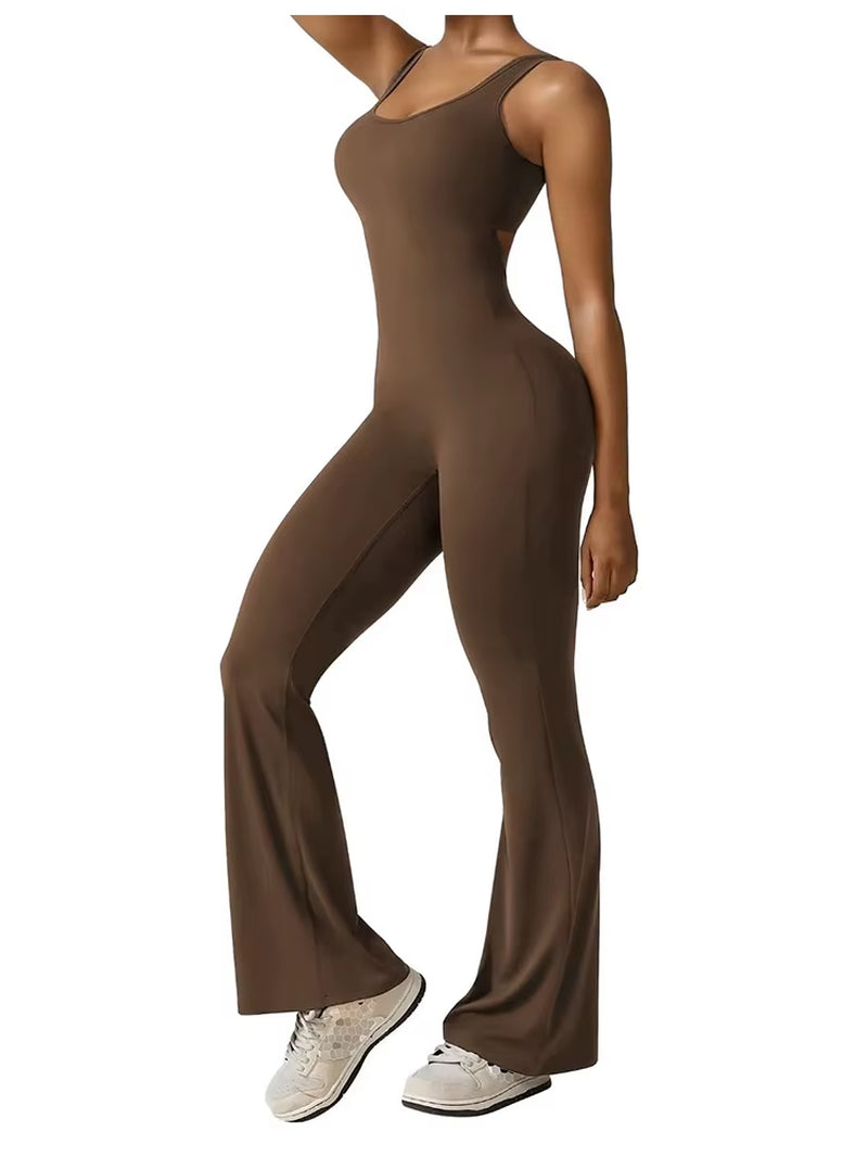 Elite Backless Yoga Bodysuit – Sculpting Slim-Fit Sports Romper