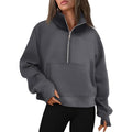 Cropped Half-Zip Fleece Hoodie – Fall Fashion Quarter-Zip Pullover