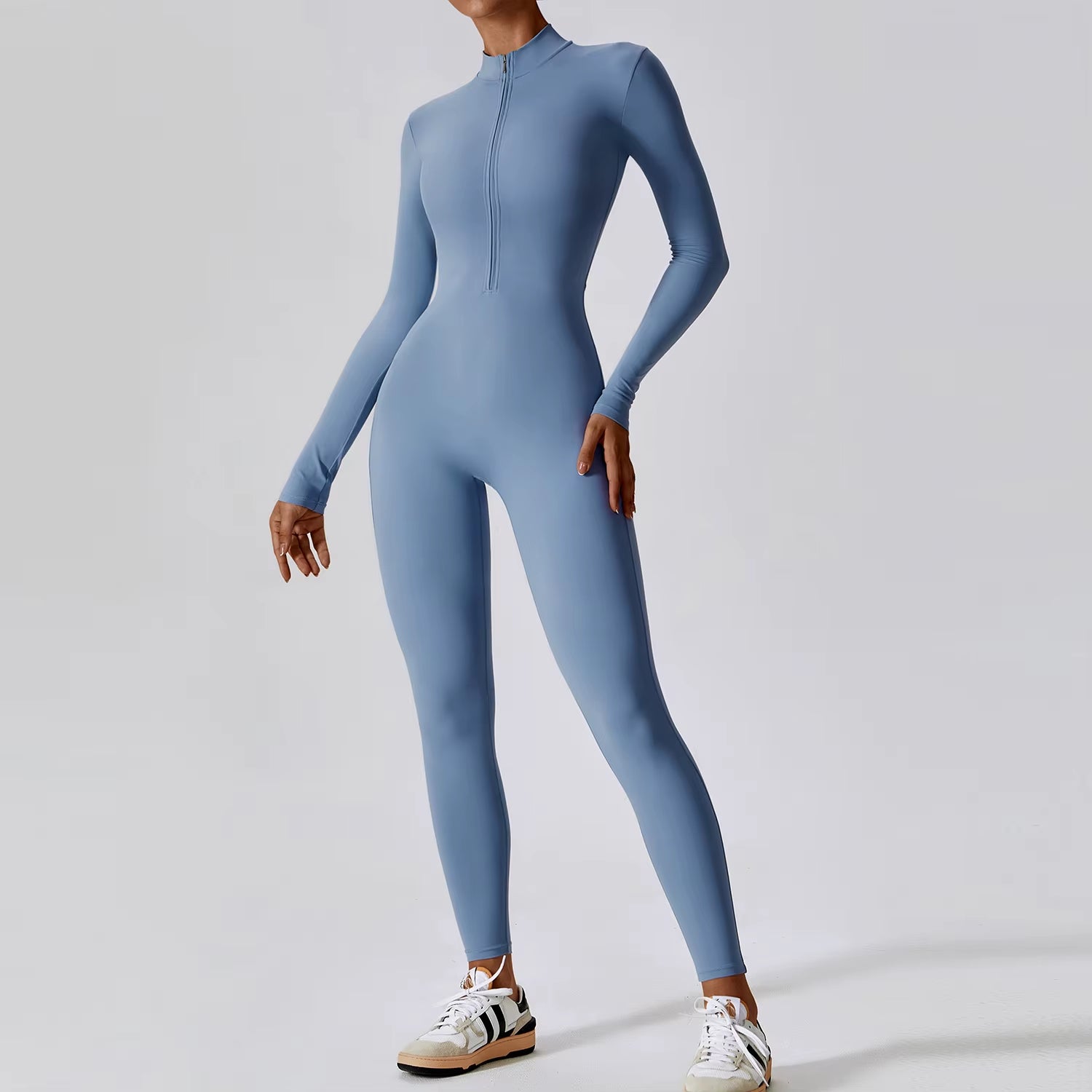 Pro-Fit Zippered Yoga Jumpsuit – One-Piece Sculpting Gym Set